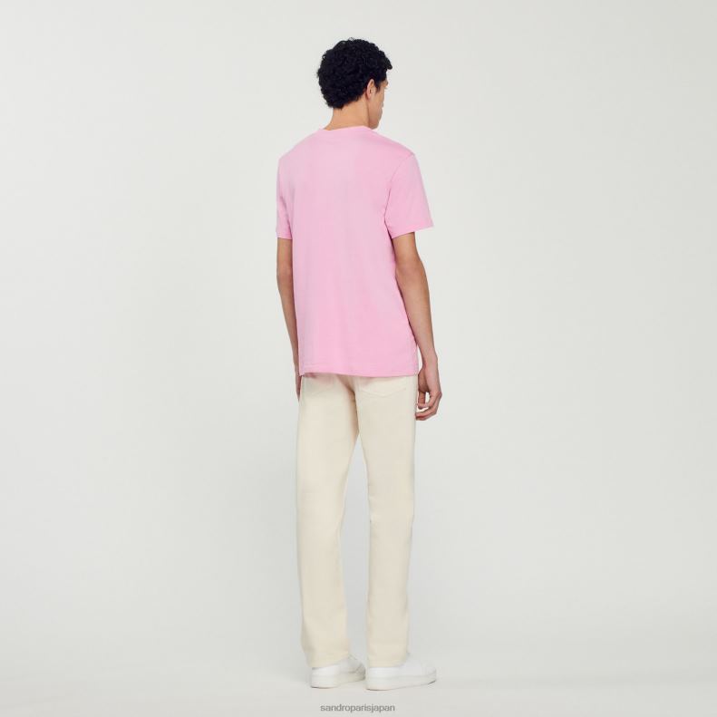 jp Sandro Paris 男性 ウサギプリントTシャツ ピンク 20D4B766 衣服