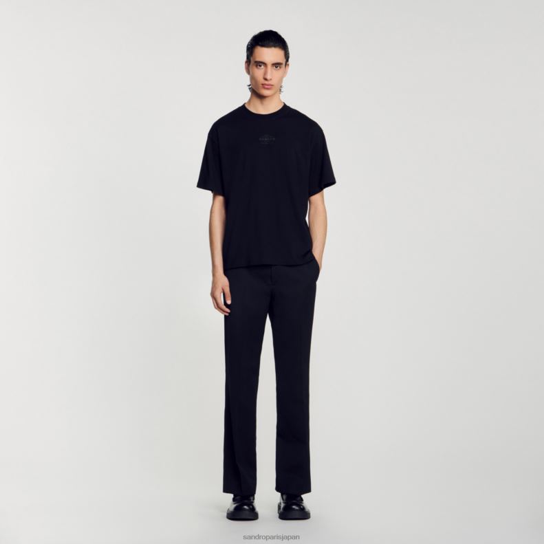 jp Sandro Paris 男性 ラバーロゴTシャツ 黒 20D4B770 衣服