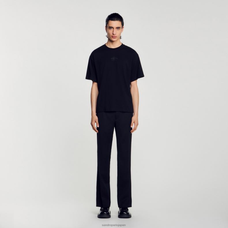 jp Sandro Paris 男性 ラバーロゴTシャツ 黒 20D4B770 衣服