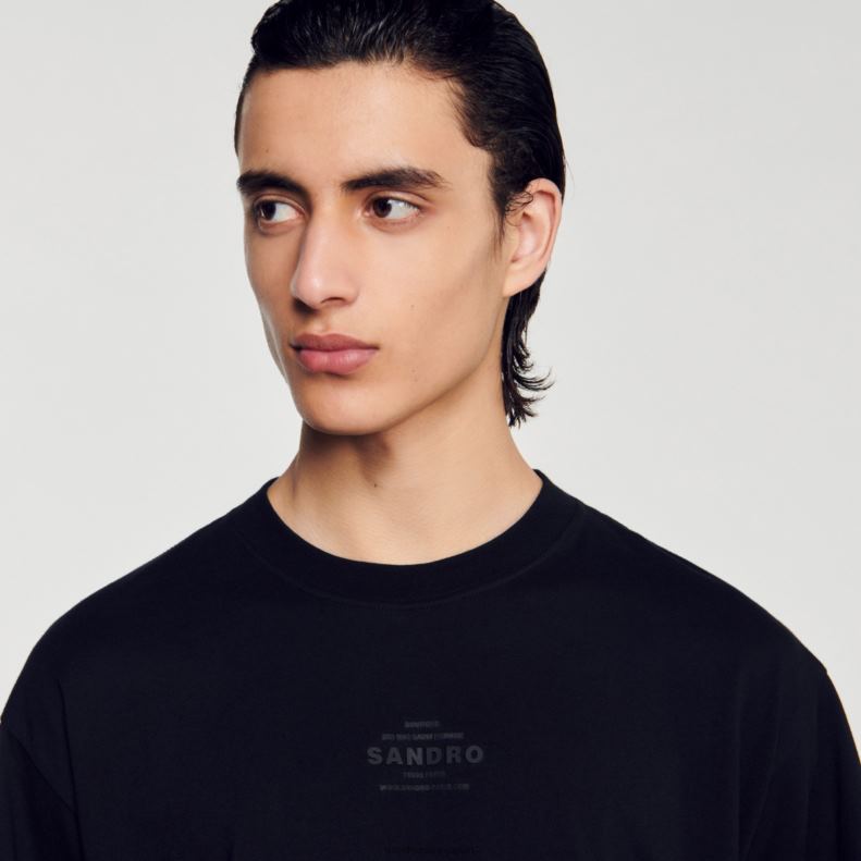 jp Sandro Paris 男性 ラバーロゴTシャツ 黒 20D4B770 衣服