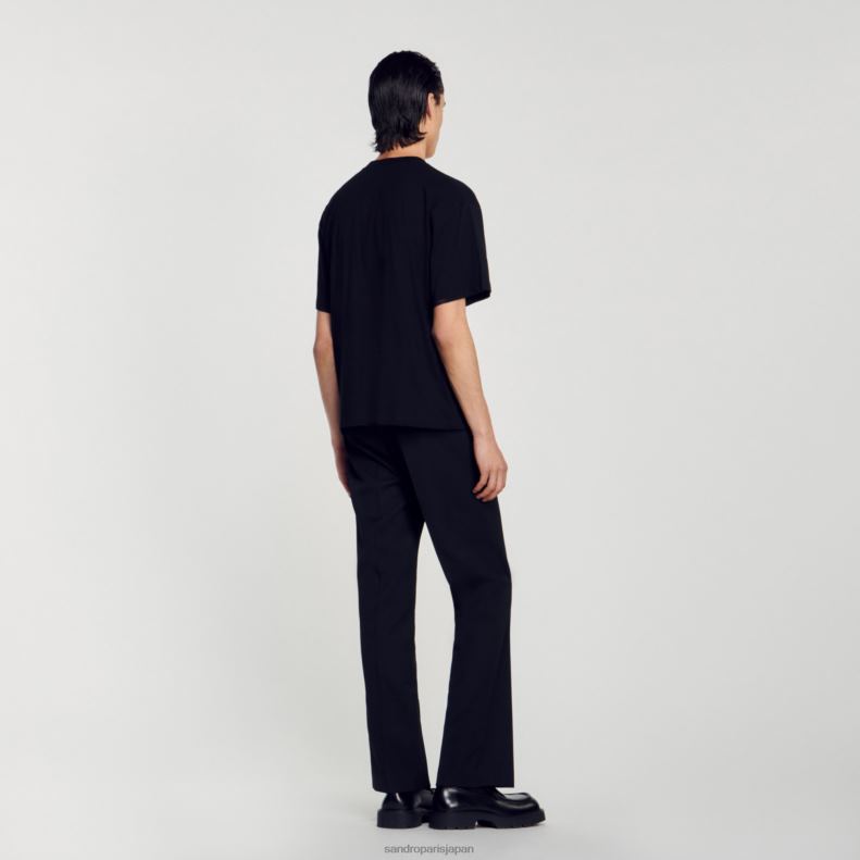 jp Sandro Paris 男性 ラバーロゴTシャツ 黒 20D4B770 衣服