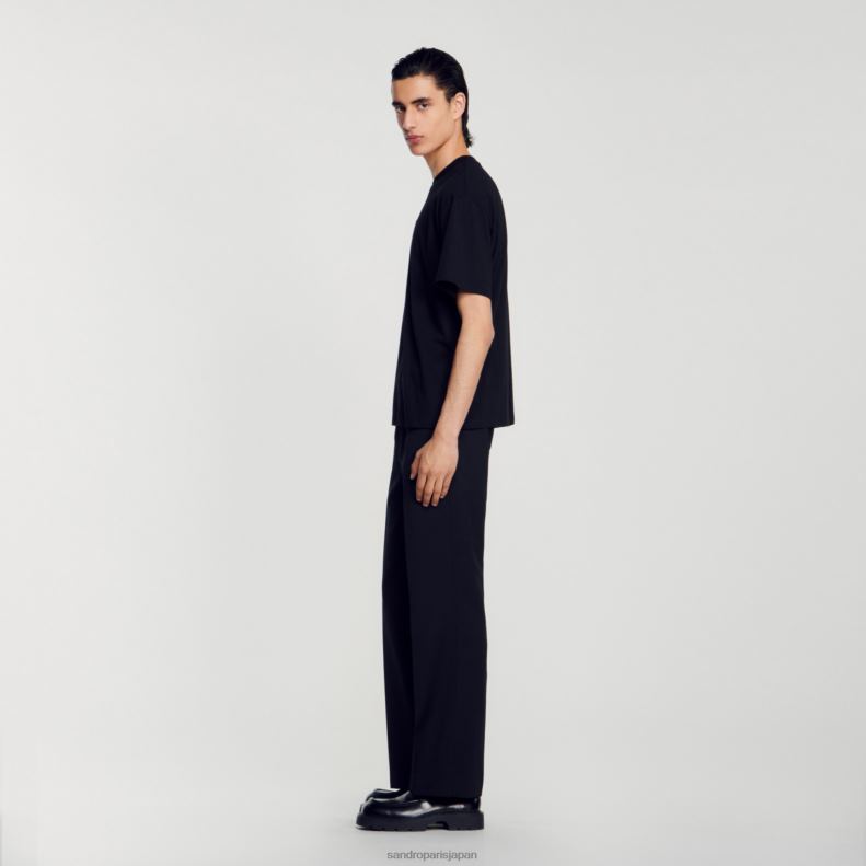 jp Sandro Paris 男性 ラバーロゴTシャツ 黒 20D4B770 衣服