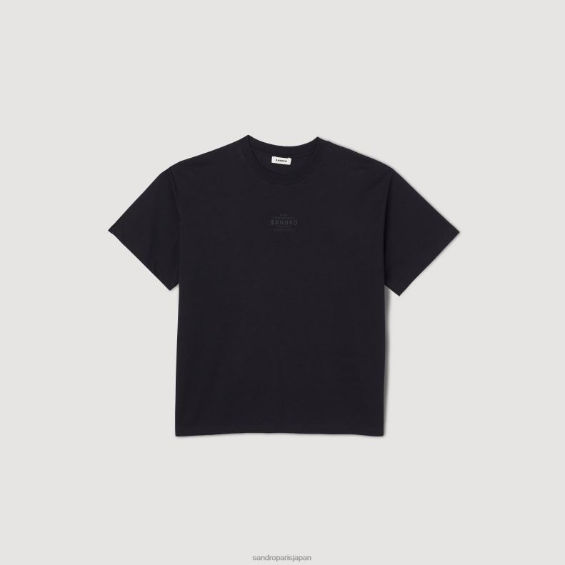 jp Sandro Paris 男性 ラバーロゴTシャツ 黒 20D4B770 衣服