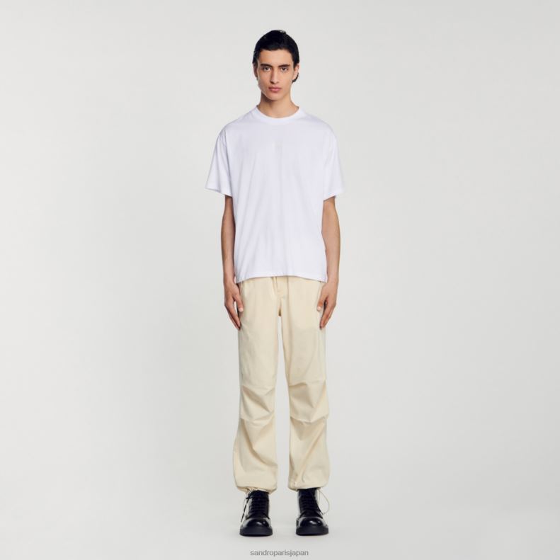 jp Sandro Paris 男性 ラバーロゴTシャツ 白 20D4B806 衣服