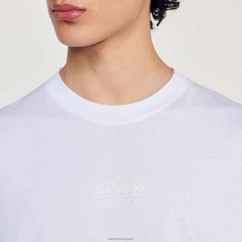 jp Sandro Paris 男性 ラバーロゴTシャツ 白 20D4B806 衣服
