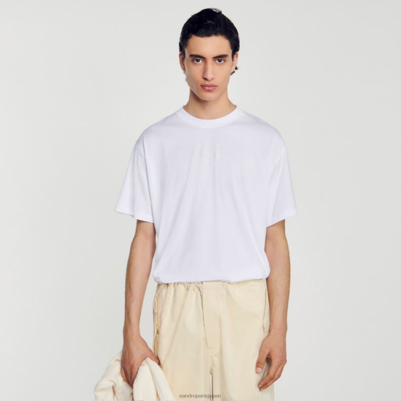 jp Sandro Paris 男性 ラバーロゴTシャツ 白 20D4B806 衣服