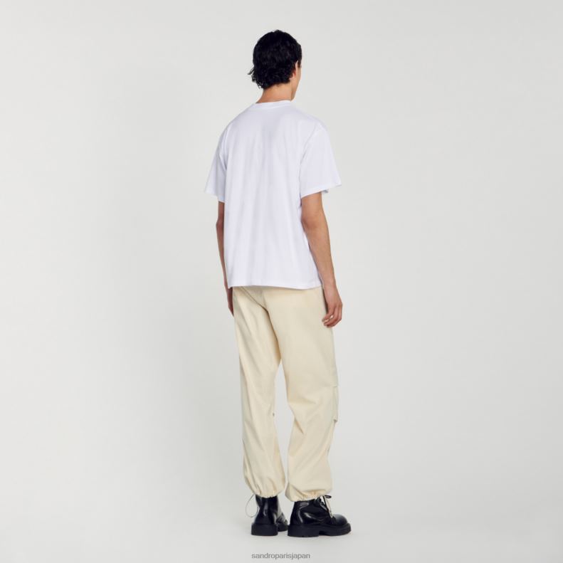 jp Sandro Paris 男性 ラバーロゴTシャツ 白 20D4B806 衣服