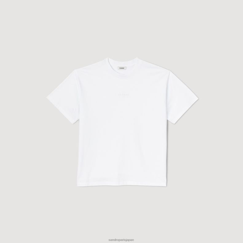 jp Sandro Paris 男性 ラバーロゴTシャツ 白 20D4B806 衣服